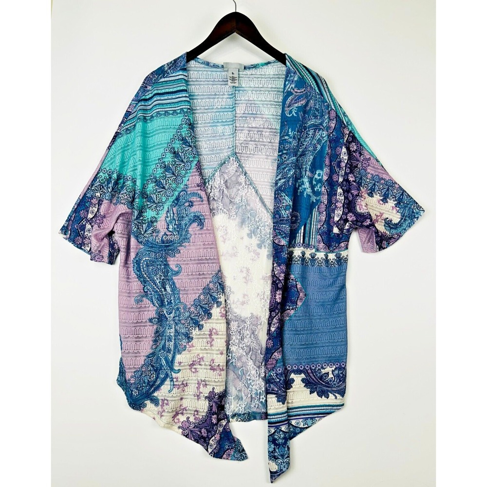 Catherines‎ Womens Open Cardigan Sweater Size 2x Knit Relaxed Fit Abstract Color